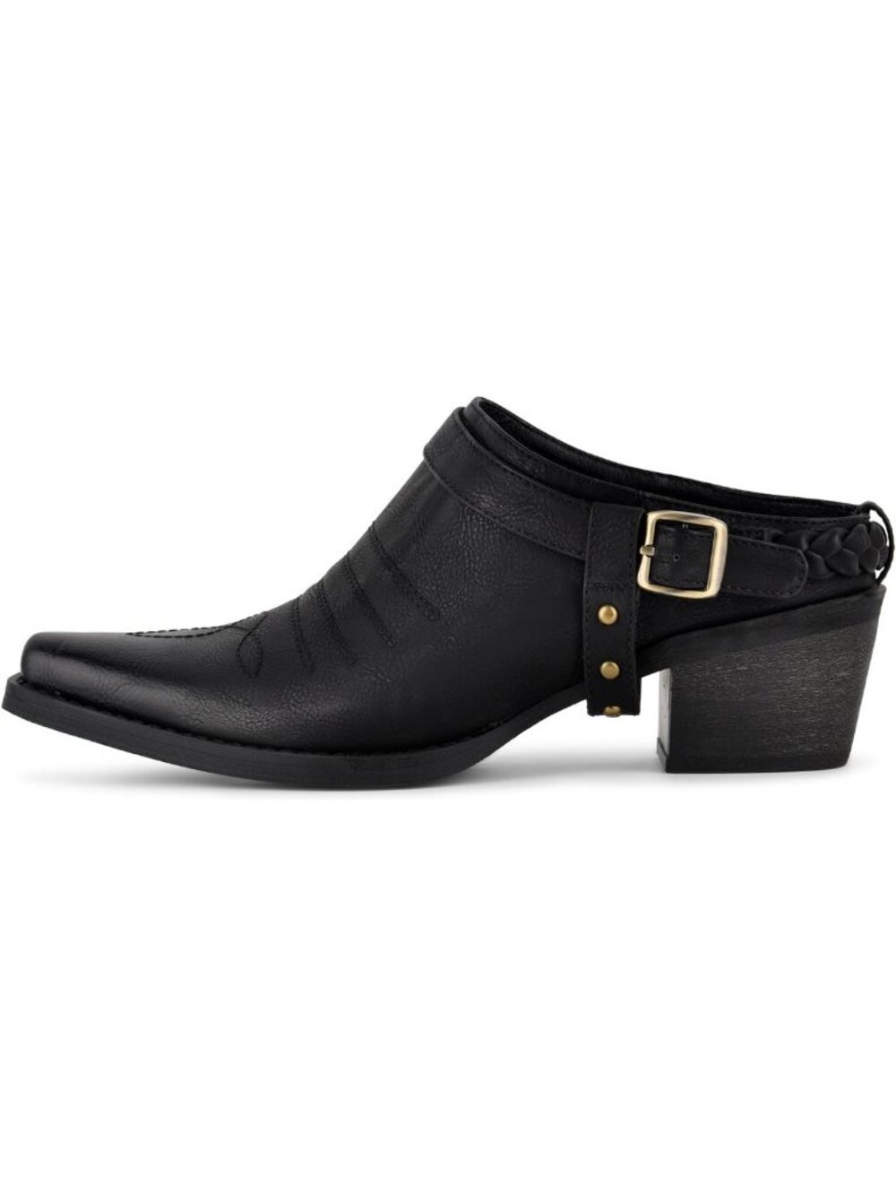 Chic Women's Western Mule Clogs - Snip Toe, Slip-On, Block Heel, Distressed Faux